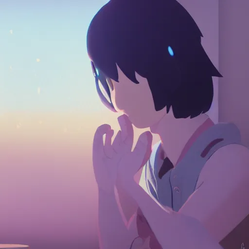 Image similar to within my reflection i see tears, for what i see is the truth, are my greatest fears, detailed, cory loftis, james gilleard, atey ghailan, makoto shinkai, goro fujita, studio ghibli, rim light, exquisite lighting, clear focus, very coherent, plain background