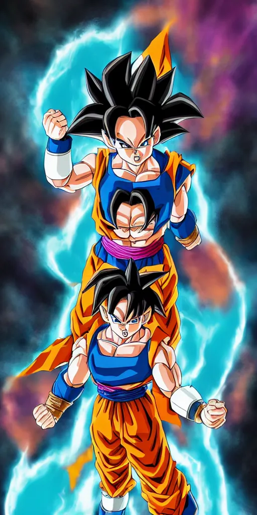 Image similar to filipina woman, heavy set charging up, turning into super saiyan, dragon ball super, full body portrait, single character, akira toriyama