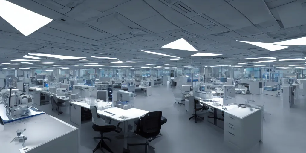 Prompt: stunning futuristic AI lab