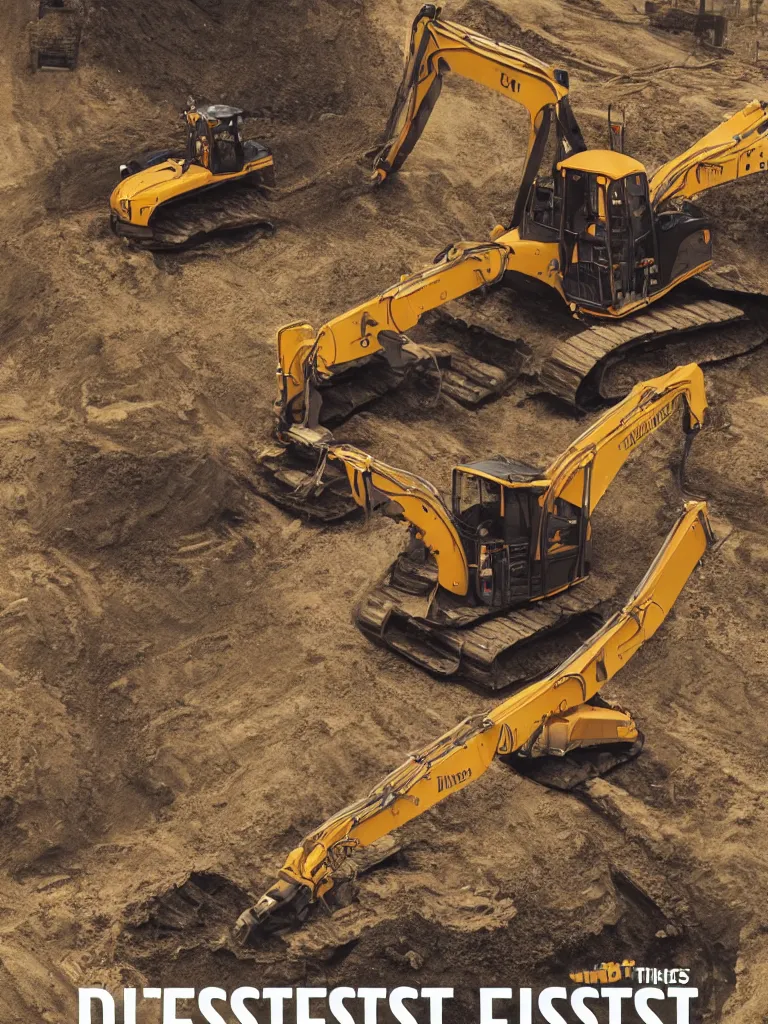 Image similar to poster for the diggerfest festival, in the uk, summer, diggers, teen vogue, 8 k, high detail, center of focus, rule of thirds, composition, y 2 k aesthetic