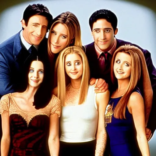 Image similar to the cast of friends as the adams family