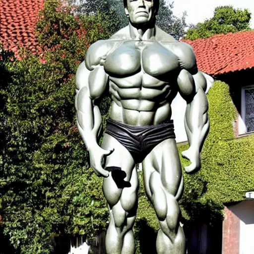 Image similar to a photo of a statue of arnold schwarzenegger made out of schwarzwalder kirschtorte