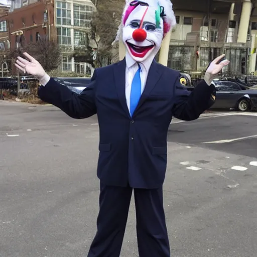 Image similar to Sean Hannity looking really, really sad and wearing a clown suit