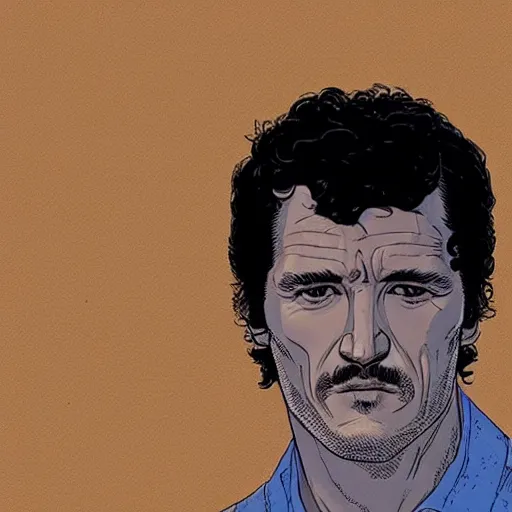 Prompt: “ pedro pascal retro minimalist portrait by jean giraud, moebius starwatcher comic, 8 k ”