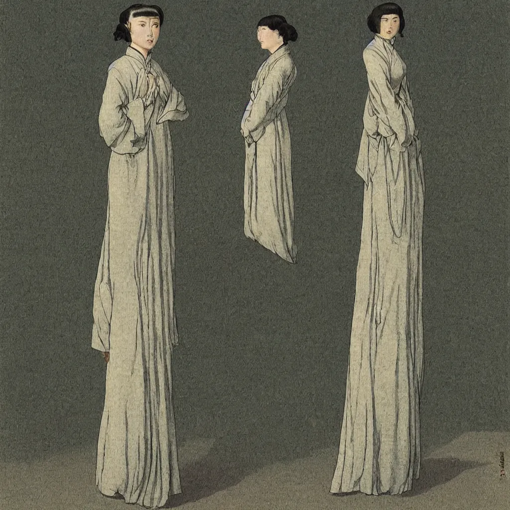 Image similar to a lady in cheongsam, highly detailed, comicstyle, by caspar david friedrich.