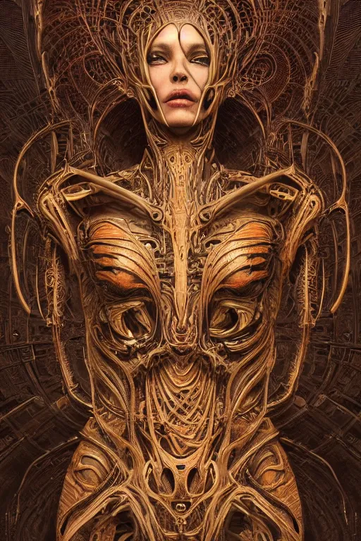 Prompt: biomechanical goddess, doom, sf, intricate artwork masterpiece, ominous, matte painting movie poster, golden ratio, trending on cgsociety, intricate, epic, trending on artstation, by artgerm, h. r. giger and beksinski, highly detailed, vibrant, production cinematic character render, ultra high quality model