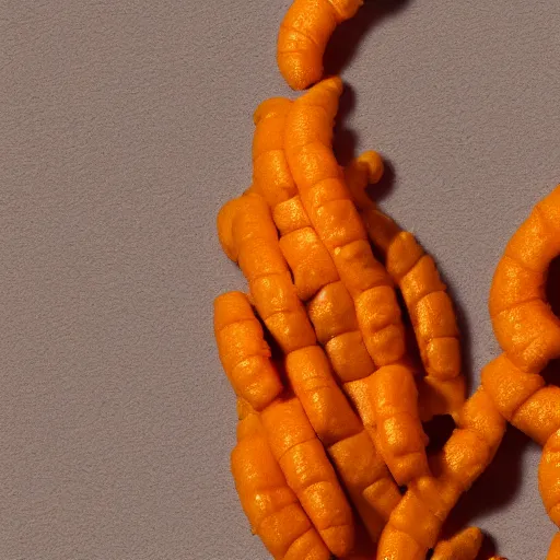 Image similar to donald trump as an actual cheeto, high - res, close - up, varying angles,