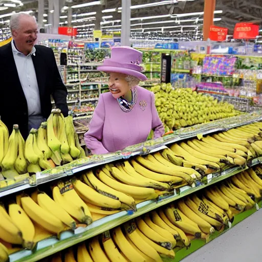 Image similar to Queen Elizabeth shopping for bananas at Wal-Mart