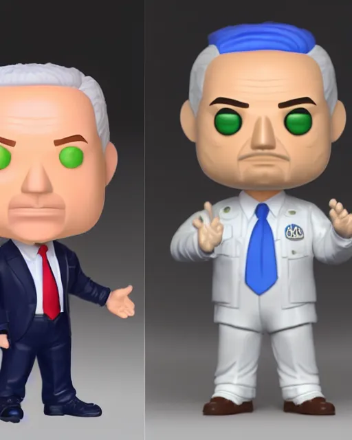 Image similar to full body 3d render of Benjamin Netanyahu as a Funko Pop, studio lighting, blender, trending on artstation, 8k, highly detailed