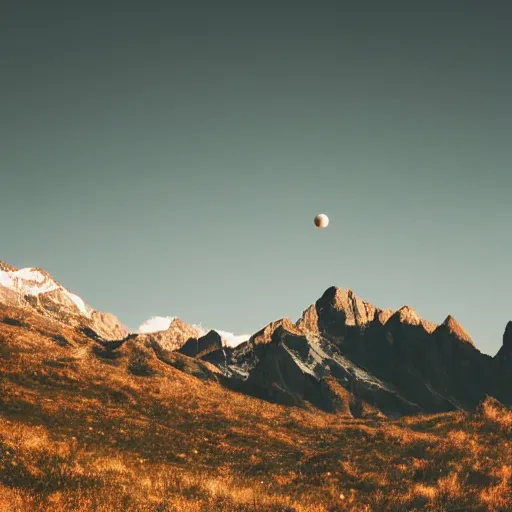 Image similar to a black dot in the sky pulling in a mountain, dark lighting, landscape