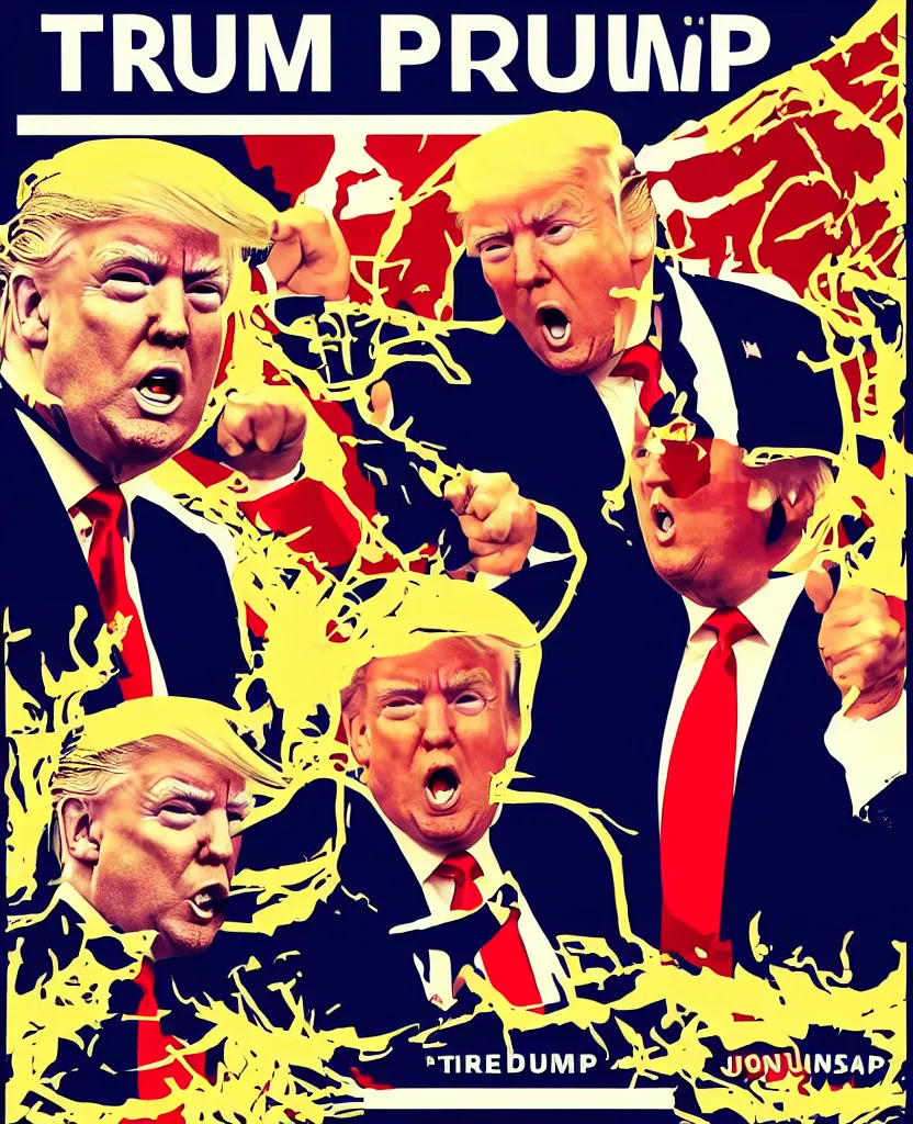 Image similar to a poster of donald trump fighting joe biden, by joe mangrum, trending on deviantart, futurism, movie poster, poster art, 3 2 k uhd, american propaganda, futurism, toyism