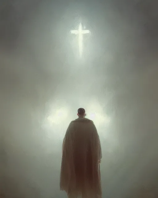 Image similar to Hyper realistic oil painting of a JesusChrist in the world of Super Mario, fog, volumetric lighting, by greg rutkowski