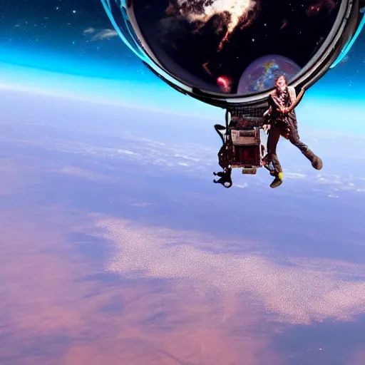 Image similar to Travis scott flying over Earth