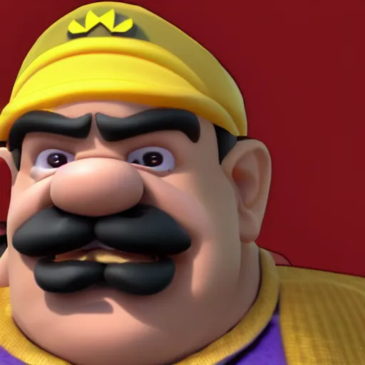 Image similar to wario as a shady car salesman, realistic, 4 k, hd.