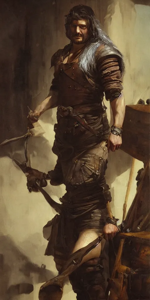 Image similar to the portrait of blacksmith by roberto ferri, fantasy, witcher, very detailed oil painting, masterpiece, 8 k