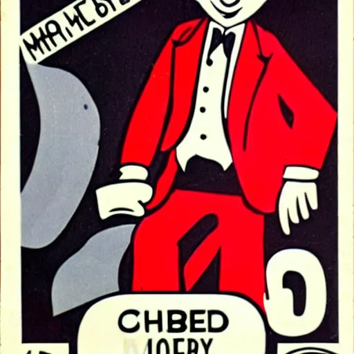 Image similar to 1960s street magician that looks like mr monopoly