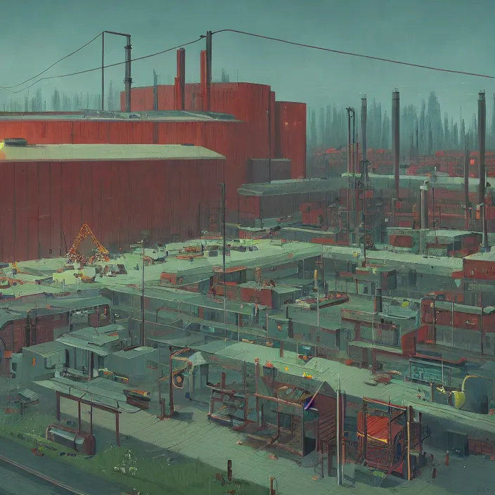 Image similar to factory, by simon stalenhag