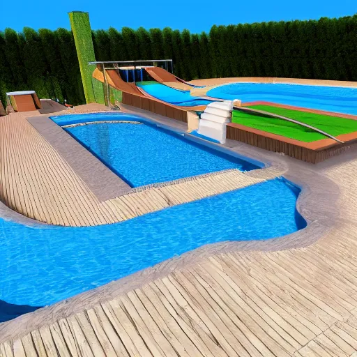 Image similar to swimmingpool bryce 3 d style.