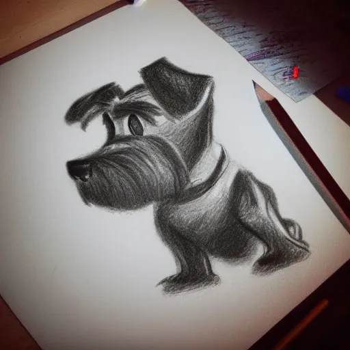 Image similar to milt kahl pencil sketch of mini schnauzer