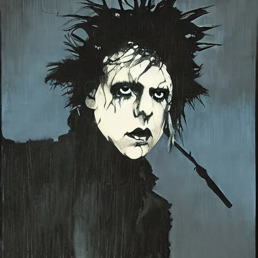 Prompt: portrait of young robert smith as dream from sandman, by jeremy mann, by mike mignola, by dave mckean and richard avedon and maciej kuciara, 1 9 8 0's, punk rock, gothic, the cure, high detailed, 8 k