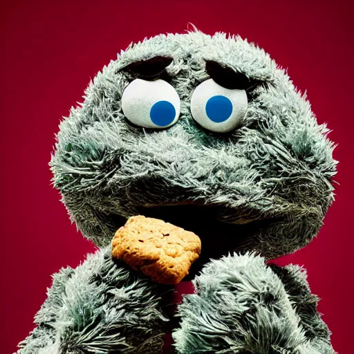 Image similar to cookie monster smoking a blunt turning into a weed bud stylised jonathan zawada photography portrait