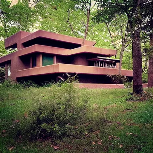 Prompt: “house designed by Frank Lloyd Wright in post-apocalyptic setting”