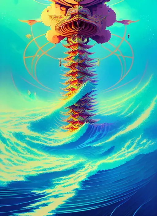 Image similar to fractal tarot card of a shinto naturepunk master of oceans and wind water and boats, beautiful detailed realistic cinematic character concept fashion portrait, hi - fructose art magazine, by anton fadeev and paul lehr and david heskin and josan gonzalez, 8 k