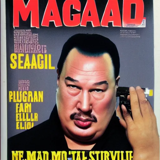 Image similar to mad magazine cover photo portrait caricature obese steven seagal