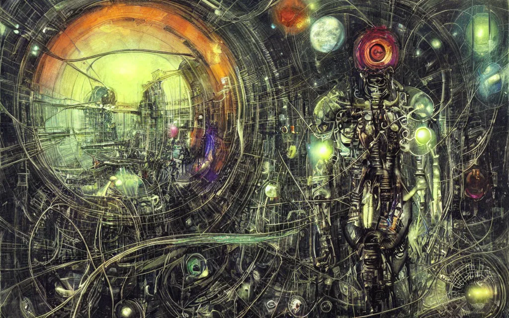 Image similar to a techno - spirit futurist cybernetic ecosystem, future perfect, award winning digital art by santiago caruso and alan bean, sharp bright colors