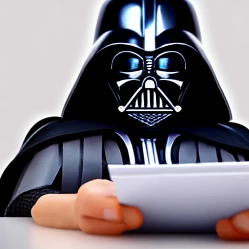 Prompt: darth vader using the force to do the taxes