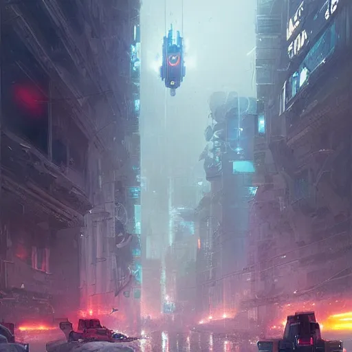 Image similar to robot controled city ,Trending on artstation , by greg rutkowski