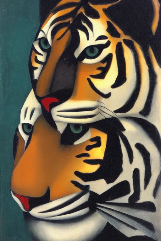 Image similar to tiger by artist tamara de lempicka