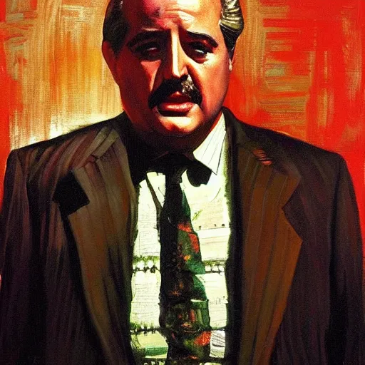 Prompt: a painting of christopher hewett mr. belvedere as the mob - boss in the godfather, by arthur suydam trending on artstation, oil painting rebrandt