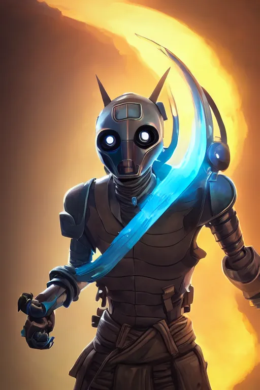 Image similar to epic mask helmet robot ninja portrait stylized as fornite style game design fanart by concept artist gervasio canda, behance hd by jesper ejsing, by rhads, makoto shinkai and lois van baarle, ilya kuvshinov, rossdraws global illumination radiating a glowing aura global illumination ray tracing hdr render in unreal engine 5