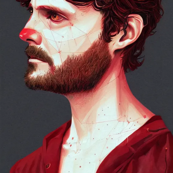 Image similar to will graham, dark, red, by martine johanna, golden ratio, environment, hyper detail, concept artbook, ealistic, photorealistic,