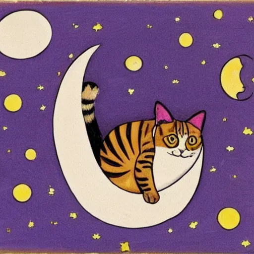 Prompt: a picture of a cat as fat as a moon, the cat is about to eat a spaceship