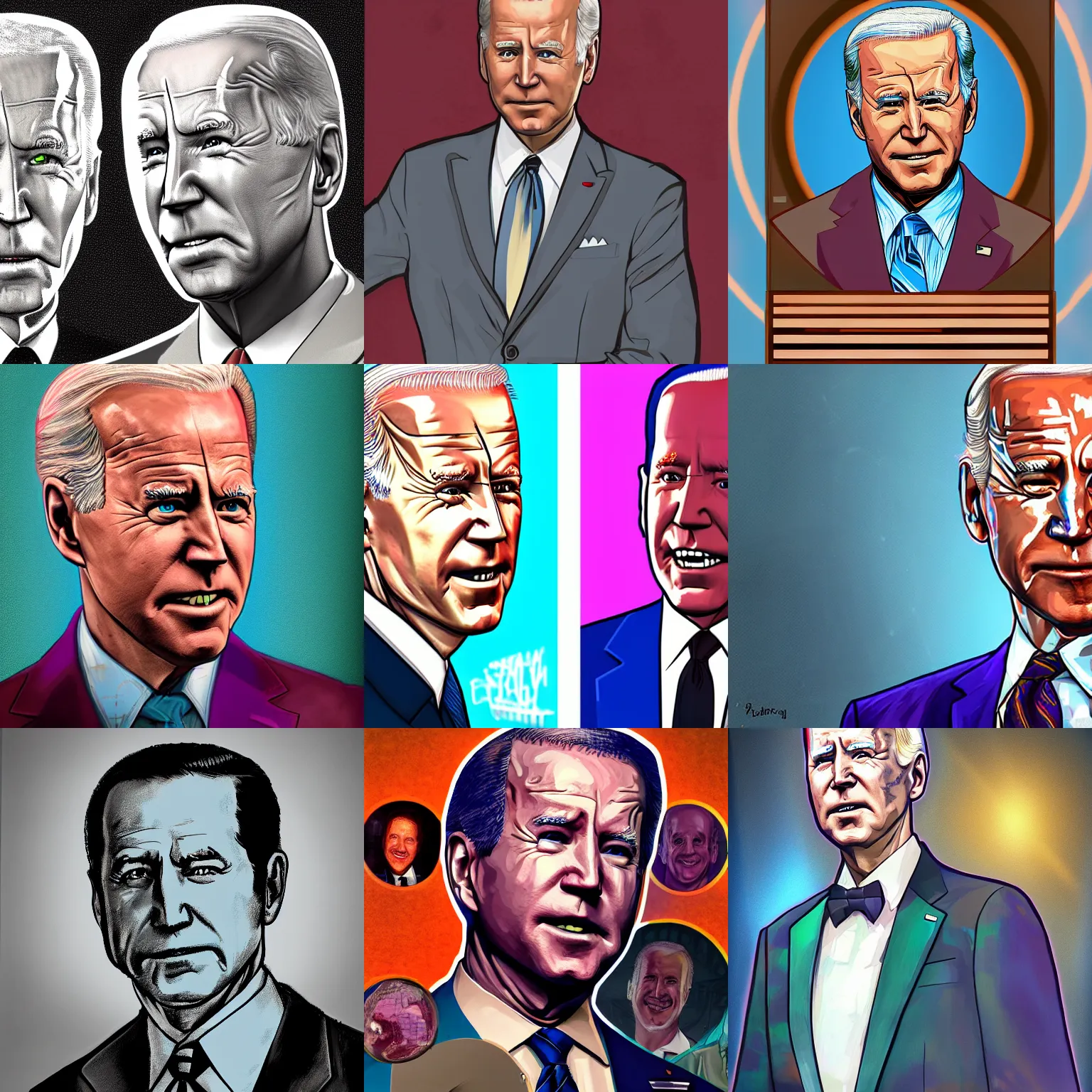 Image similar to a disco elysium portrait of Biden, highly detailed