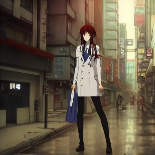 Prompt: kurisu makise steins gate in cyberpunk city, anime atmospheric, ultra realistic, standing, lab coat, elegant, super highly detailed, professional digital painting, artstation, concept art, 8k, art by wlop, artgerm and alphonse mucha and eiichiro oda shinkai makoto vibrant Studio ghibli kyoto animation hideaki anno Sakimichan Stanley Artgerm Lau Rossdraws James Jean Marc Simonetti