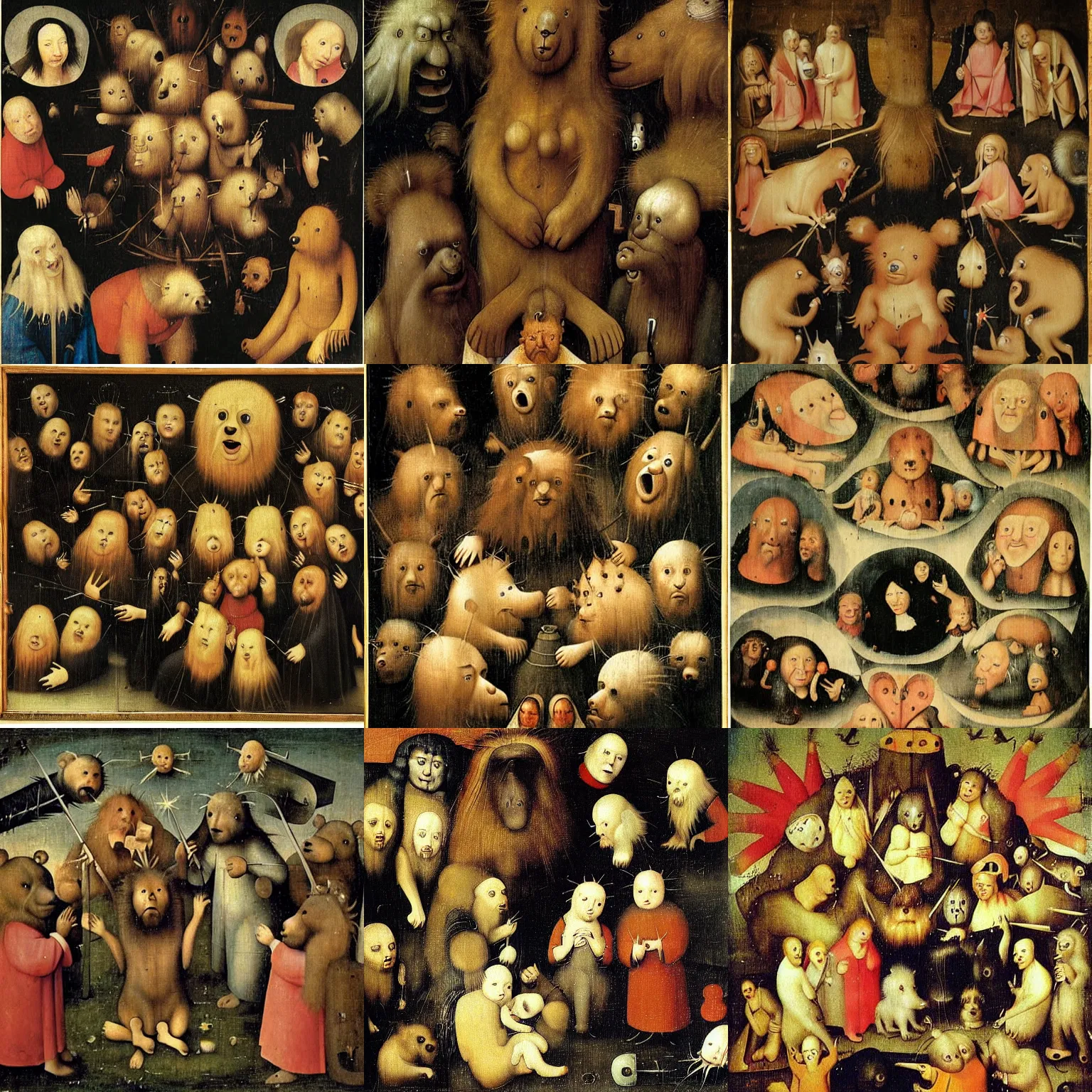 Prompt: the hair bear bunch by hieronymus bosch