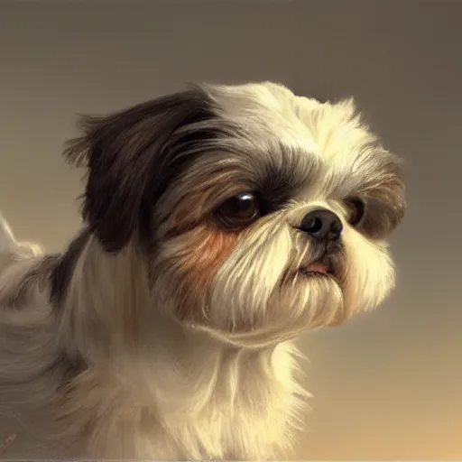 Image similar to AI Robot Shih Tzu, detailed, centered, digital painting, artstation, concept art, donato giancola, Joseph Christian Leyendecker, WLOP, Boris Vallejo, Breathtaking, 8k resolution, extremely detailed, beautiful, establishing shot, artistic, hyperrealistic, beautiful face, octane render, cinematic lighting, dramatic lighting, masterpiece