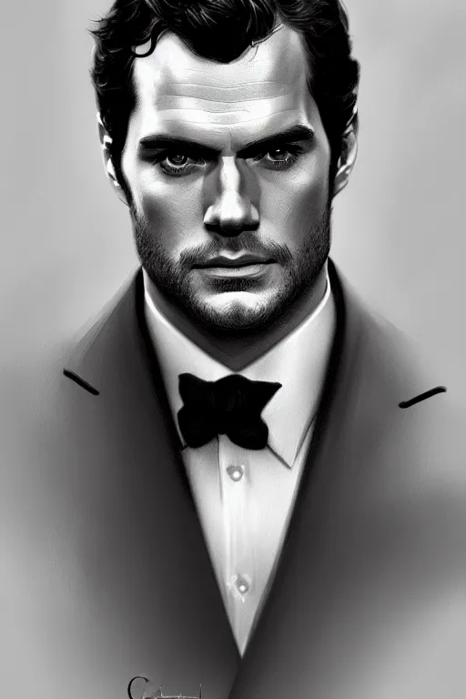 Prompt: portrait of henry cavill as james bond, highly detailed, digital painting, artstation, concept art, cinematic lighting, sharp focus, illustration, art by gaston bussiere and alphonse mucha