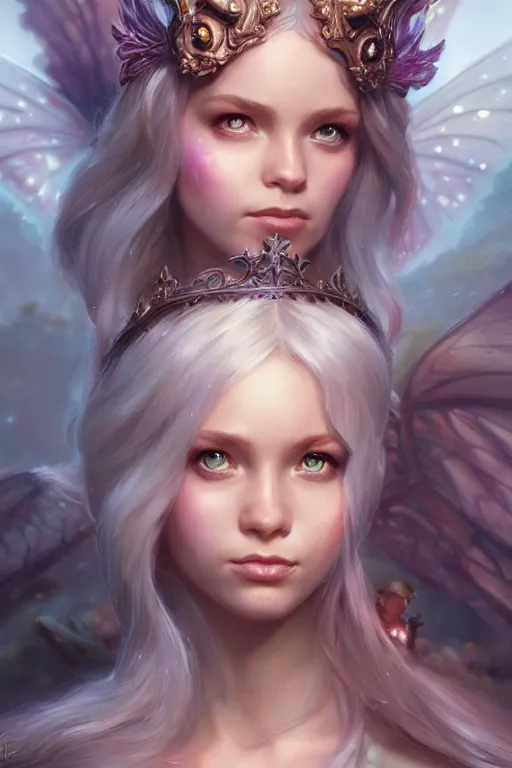 Image similar to fairy princess, highly detailed, d & d, fantasy, highly detailed, digital painting, trending on artstation, concept art, sharp focus, illustration, art by artgerm and greg rutkowski and magali villeneuve