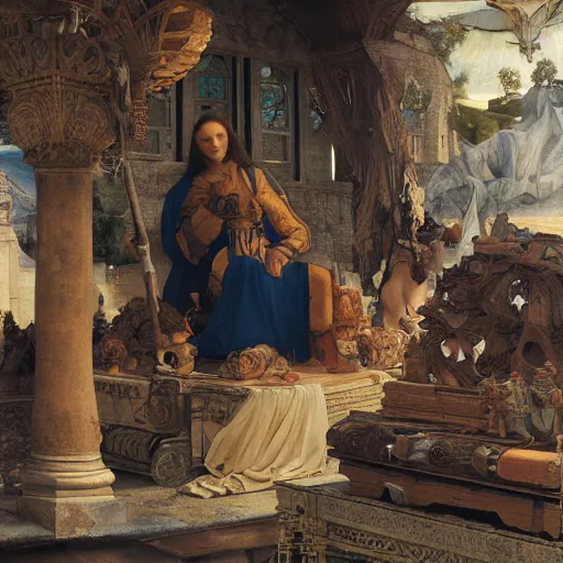 Image similar to masterpiece market of unholy artifacts, by Edgar Maxence and Ross Tran and Michael Whelan and Da Vinci and Caravaggio and J.M.W Turner and Bruegel intricate line drawings, cinematic, establishing shot, 4k resolution,