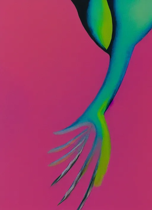 Image similar to a close up of a bird on a pink background, an airbrush painting by ronnie landfield, dribble, lyrical abstraction, airbrush art, ultrafine detail, matte background