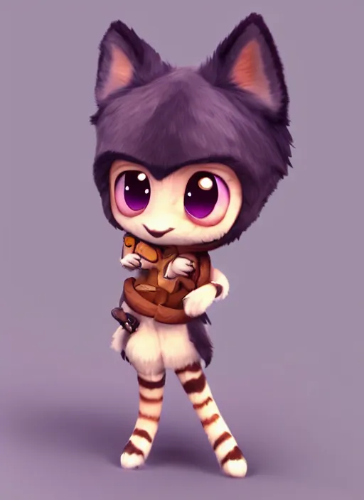 Image similar to female furry mini cute style, character adoptable, highly detailed, rendered, ray - tracing, cgi animated, 3 d demo reel avatar, style of maple story and zootopia, maple story gun girl, fox from league of legends chibi, soft shade, soft lighting