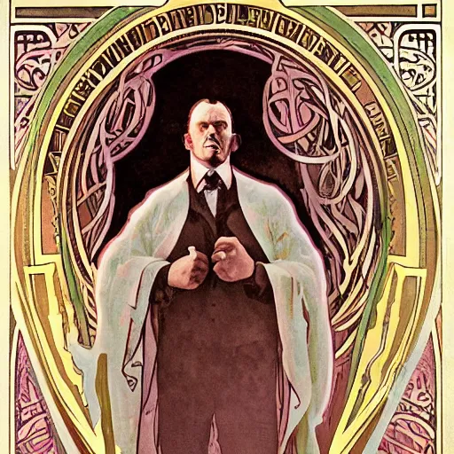 Image similar to portrait of the undertaker from the wwe by alphonse mucha