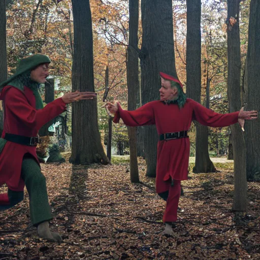 Image similar to steve buscemi being attacked by elves, canon eos r 3, iso 2 0 0, 1 / 1 6 0 s, 8 k, raw, unedited, symmetrical balance, in - frame