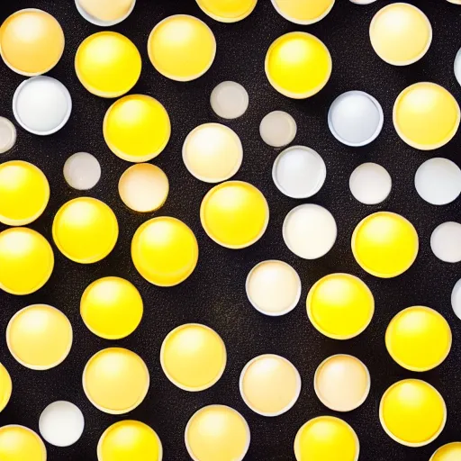 Prompt: realistic photograh 1 0 0 0 0's of yellow colored lip balm tubes in scattered in giant piles, high detail, shaded, backlit, glossy, ultrawide angle