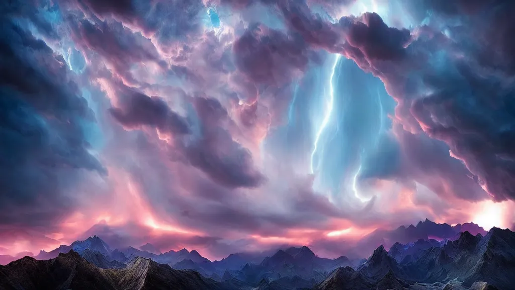 Image similar to amazing photo of anime sky by marc adamus, beautiful dramatic lighting