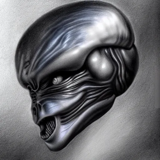 Image similar to hyper realistic drawing of an alien